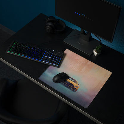 Mercedes-AMG GT Inspired Sunburst Yellow Frontal Desk Pad – Extended Non-Slip PC Mouse Mat