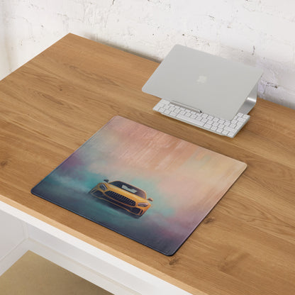 Mercedes-AMG GT Inspired Sunburst Yellow Frontal Desk Pad – Extended Non-Slip PC Mouse Mat