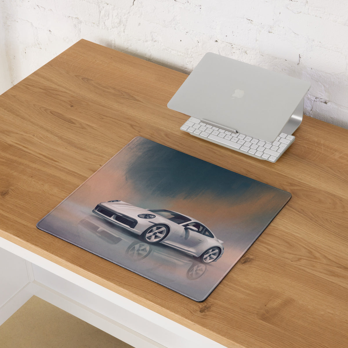 Porsche 911 Inspired Silver 992 Sport Classic Desk Mat – Low-Friction Cloth Setup Mousepad