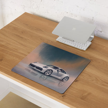 Porsche 911 Inspired Silver 992 Sport Classic Desk Mat – Low-Friction Cloth Setup Mousepad