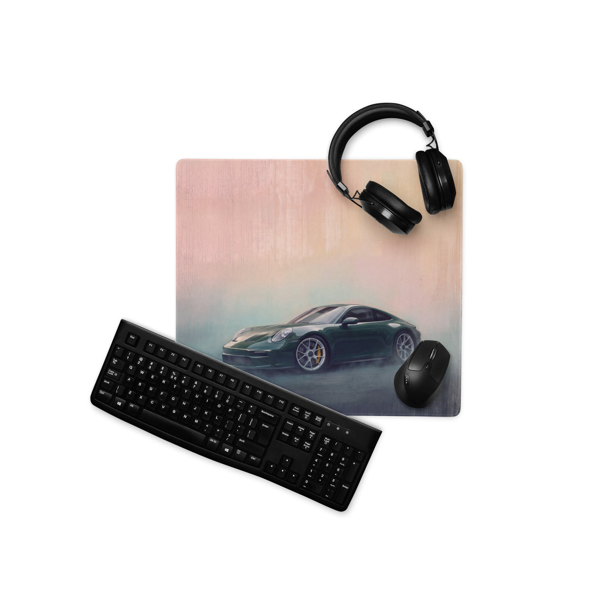 Porsche 911 Inspired Oak Green Metallic 992 Desk Pad – Extended Non-Slip PC Mouse Mat