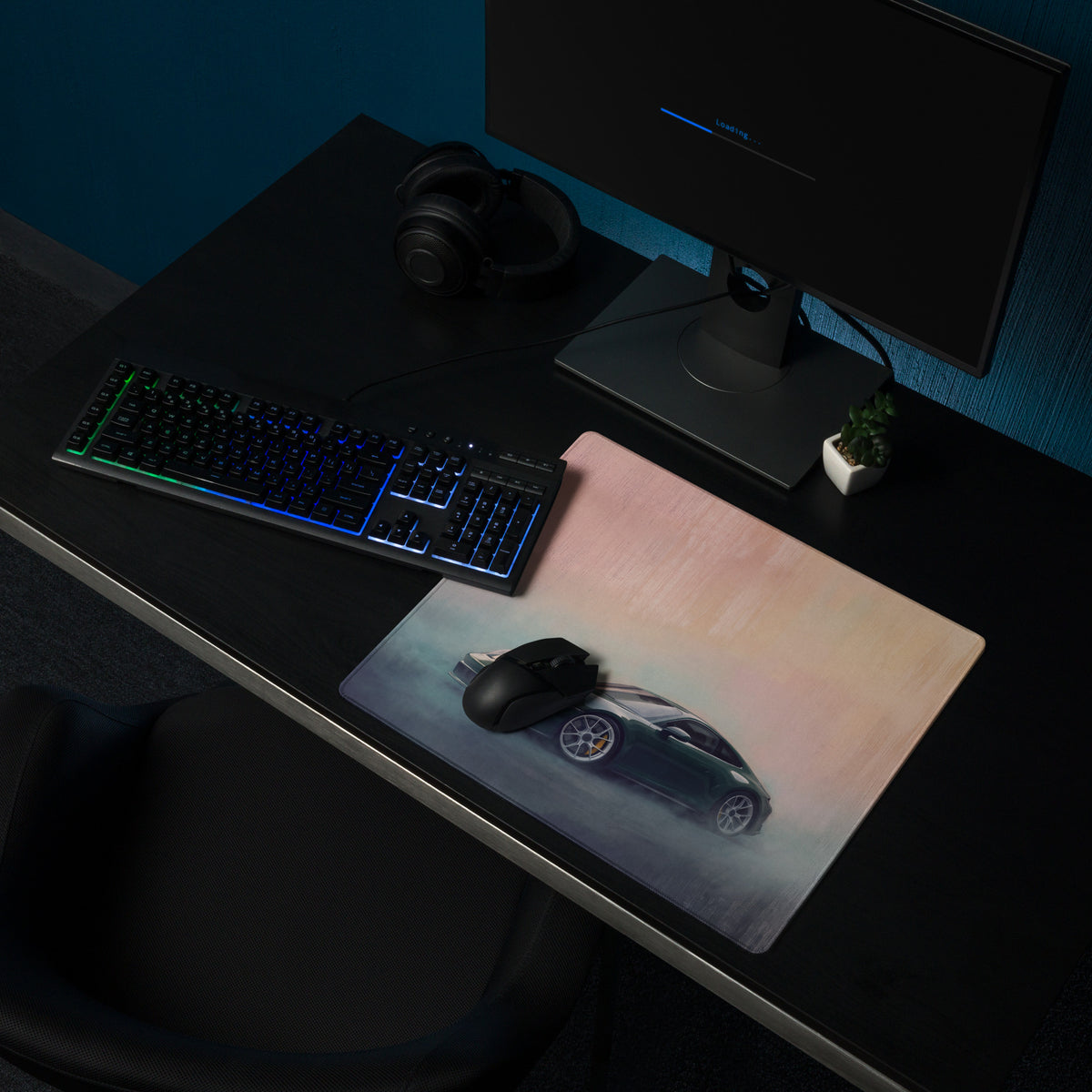 Porsche 911 Inspired Oak Green Metallic 992 Desk Pad – Extended Non-Slip PC Mouse Mat