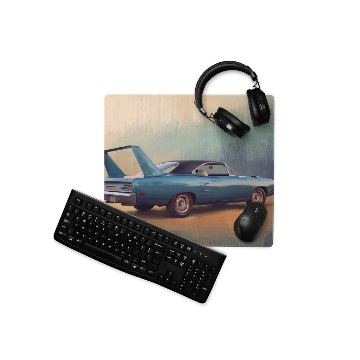 Plymouth Superbird Inspired Blue Aero Wing Desk Mat – High-Precision XL Gaming Mousepad