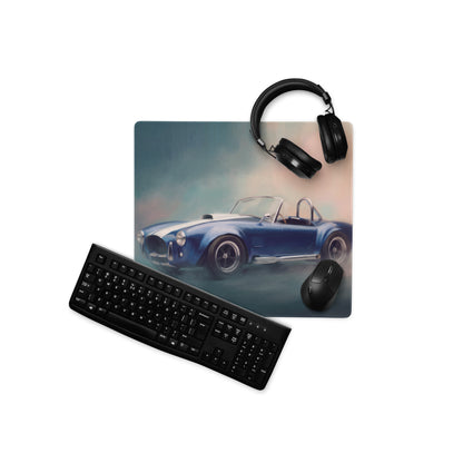 Shelby Cobra Inspired Guardsman Blue Roadster Desk Pad – Ultra-Glide Stitched Edge Gaming Mouse Mat