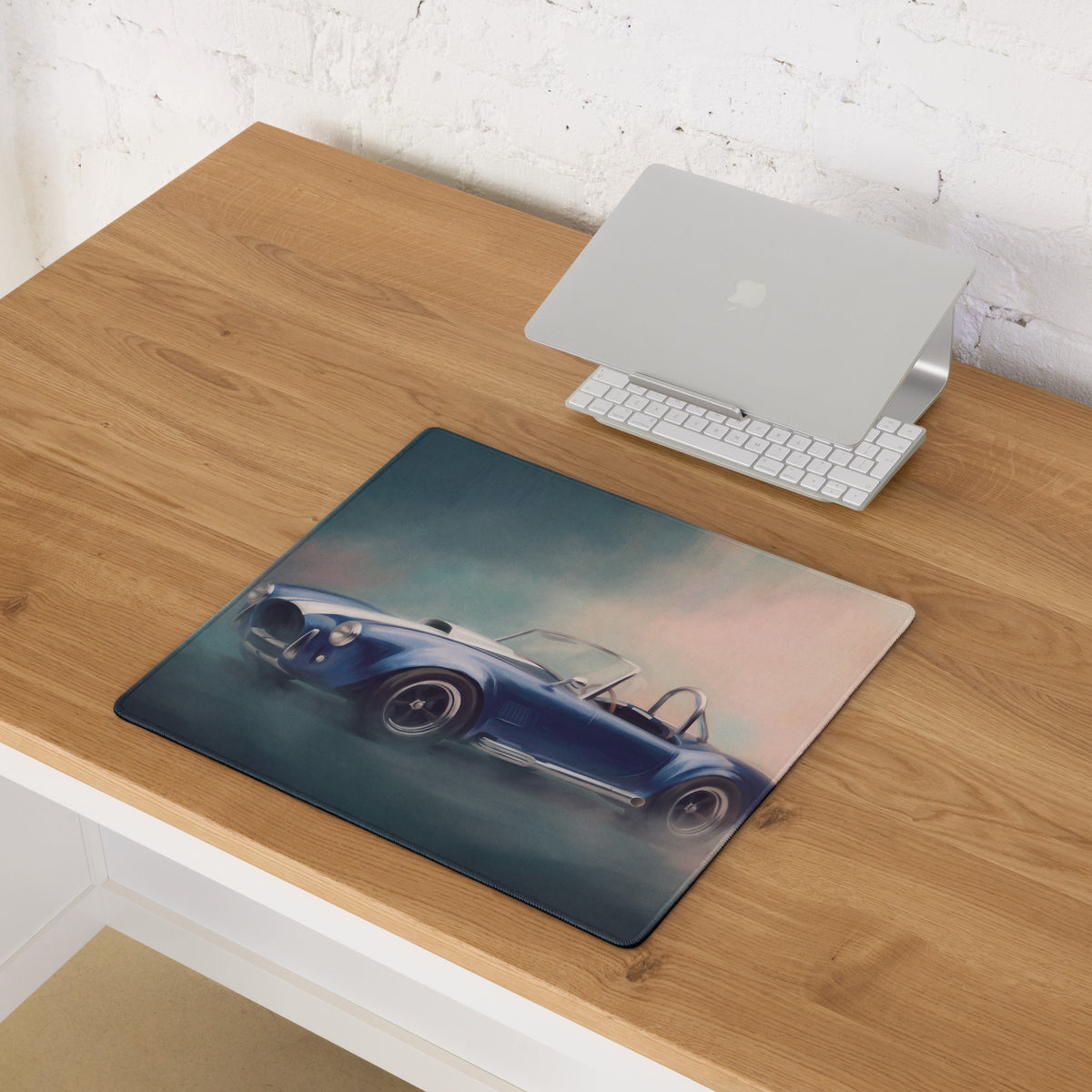 Shelby Cobra Inspired Guardsman Blue Roadster Desk Pad – Ultra-Glide Stitched Edge Gaming Mouse Mat