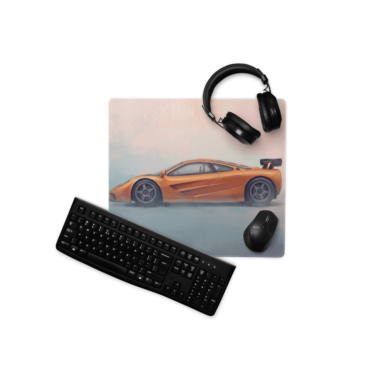 McLaren F1 Inspired Papaya Orange GT Wing Desk Mat – Low-Friction Cloth Setup Mousepad