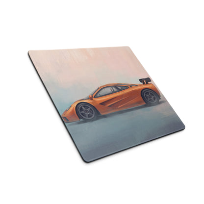 McLaren F1 Inspired Papaya Orange GT Wing Desk Mat – Low-Friction Cloth Setup Mousepad