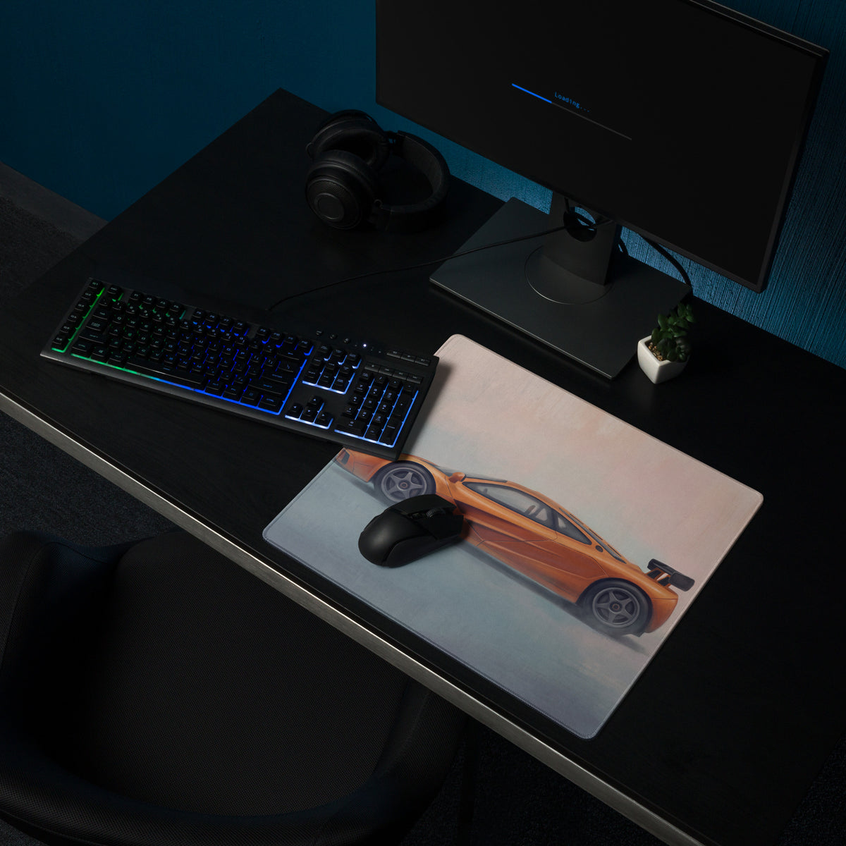McLaren F1 Inspired Papaya Orange GT Wing Desk Mat – Low-Friction Cloth Setup Mousepad