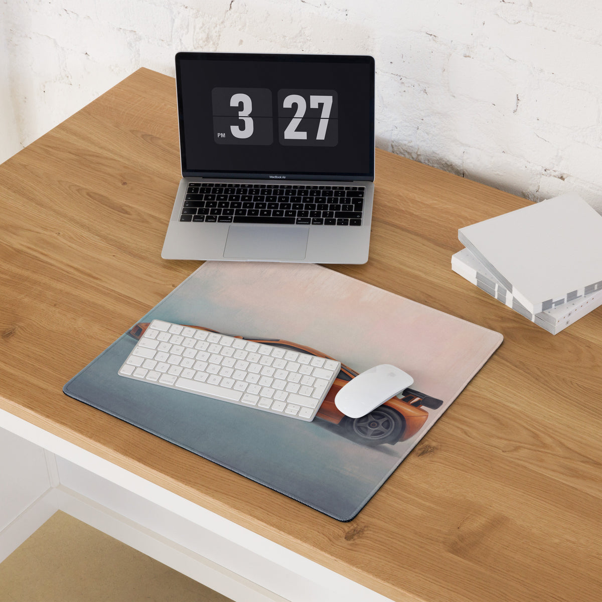 McLaren F1 Inspired Papaya Orange GT Wing Desk Mat – Low-Friction Cloth Setup Mousepad