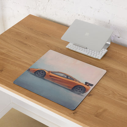 McLaren F1 Inspired Papaya Orange GT Wing Desk Mat – Low-Friction Cloth Setup Mousepad