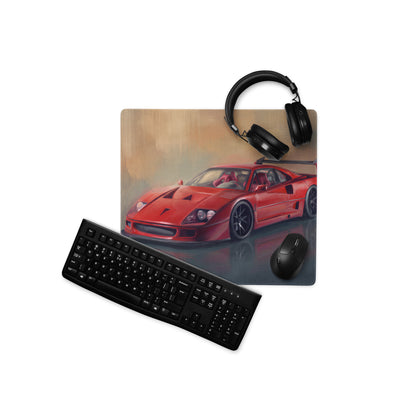 Ferrari F40 Inspired Rosso Corsa Track Edition Desk Pad – Extended Non-Slip PC Mouse Mat