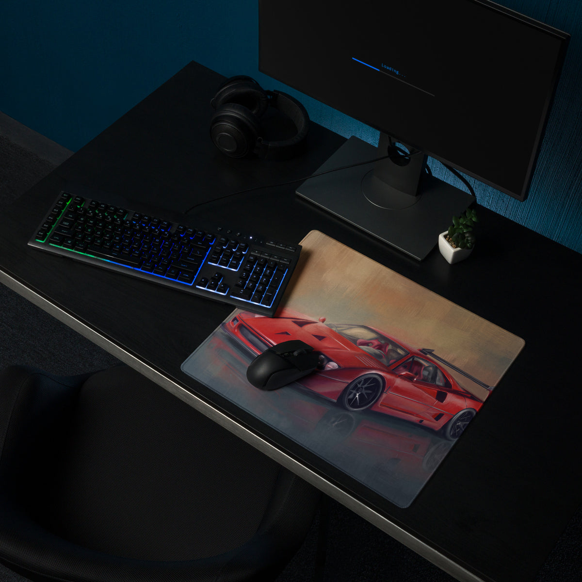 Ferrari F40 Inspired Rosso Corsa Track Edition Desk Pad – Extended Non-Slip PC Mouse Mat