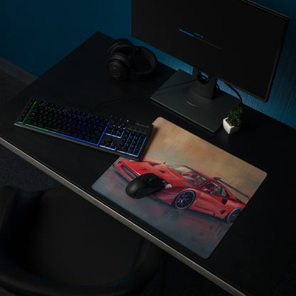 Ferrari F40 Inspired Rosso Corsa Track Edition Desk Pad – Extended Non-Slip PC Mouse Mat
