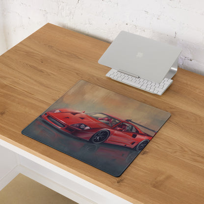 Ferrari F40 Inspired Rosso Corsa Track Edition Desk Pad – Extended Non-Slip PC Mouse Mat