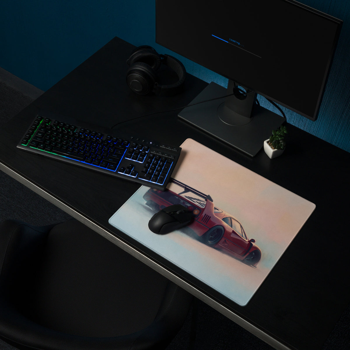 Ferrari F40 Inspired Rosso Corsa Rear Profile Desk Mat – High-Precision XL Gaming Mousepad