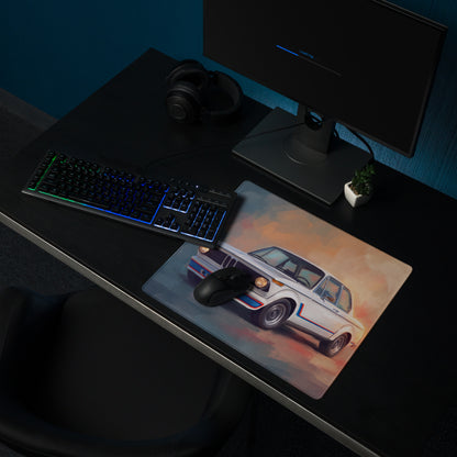 BMW 2002 Inspired Alpine White Turbo Desk Pad – Extended Non-Slip PC Mouse Mat
