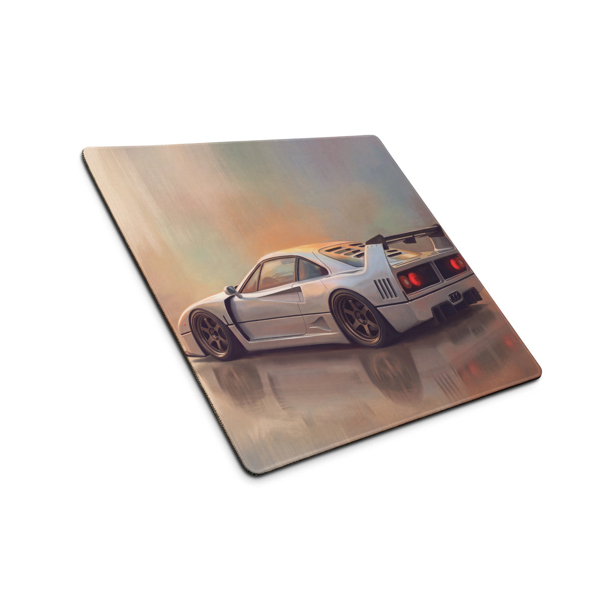 Ferrari F40 Inspired Silver Bronze Rim GT Wing Desk Pad – Extended Non-Slip PC Mouse Mat
