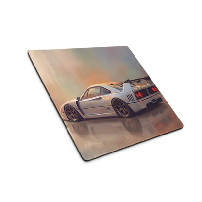 Ferrari F40 Inspired Silver Bronze Rim GT Wing Desk Pad – Extended Non-Slip PC Mouse Mat