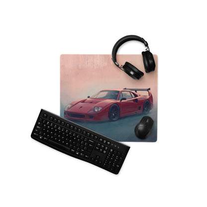 Ferrari F40 Inspired Rosso Corsa Track Edition Desk Pad – Ultra-Glide Stitched Edge Gaming Mouse Mat
