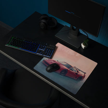Ferrari F40 Inspired Rosso Corsa Track Edition Desk Pad – Ultra-Glide Stitched Edge Gaming Mouse Mat