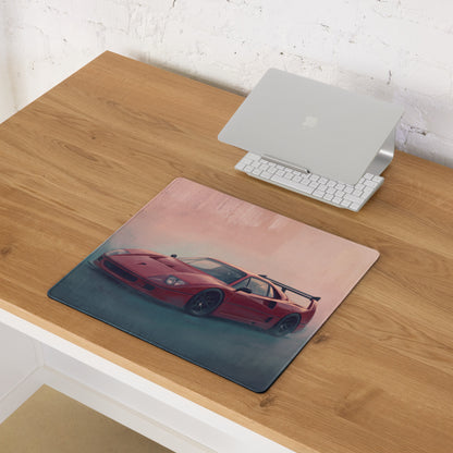 Ferrari F40 Inspired Rosso Corsa Track Edition Desk Pad – Ultra-Glide Stitched Edge Gaming Mouse Mat