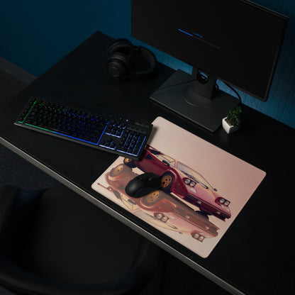 Lamborghini Countach Inspired Rosso Red Pop-Up Headlight Desk Mat – Low-Friction Cloth Setup Mousepad