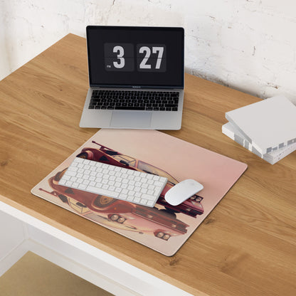 Lamborghini Countach Inspired Rosso Red Pop-Up Headlight Desk Mat – Low-Friction Cloth Setup Mousepad