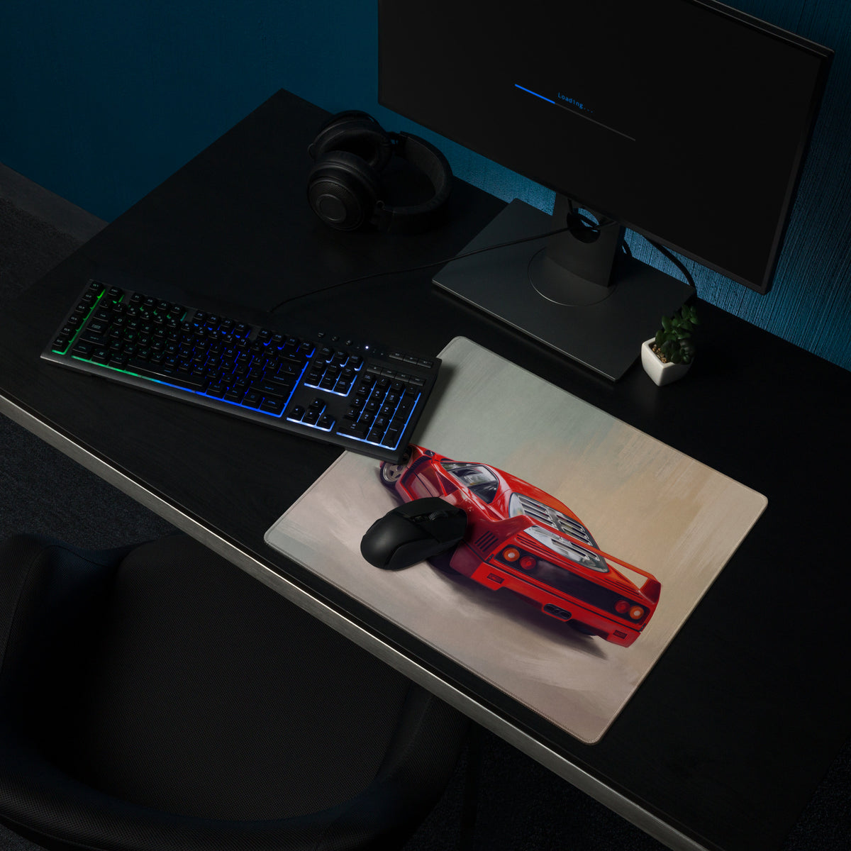 Ferrari F40 Inspired Rosso Corsa GT Wing Desk Pad – Extended Non-Slip PC Mouse Mat