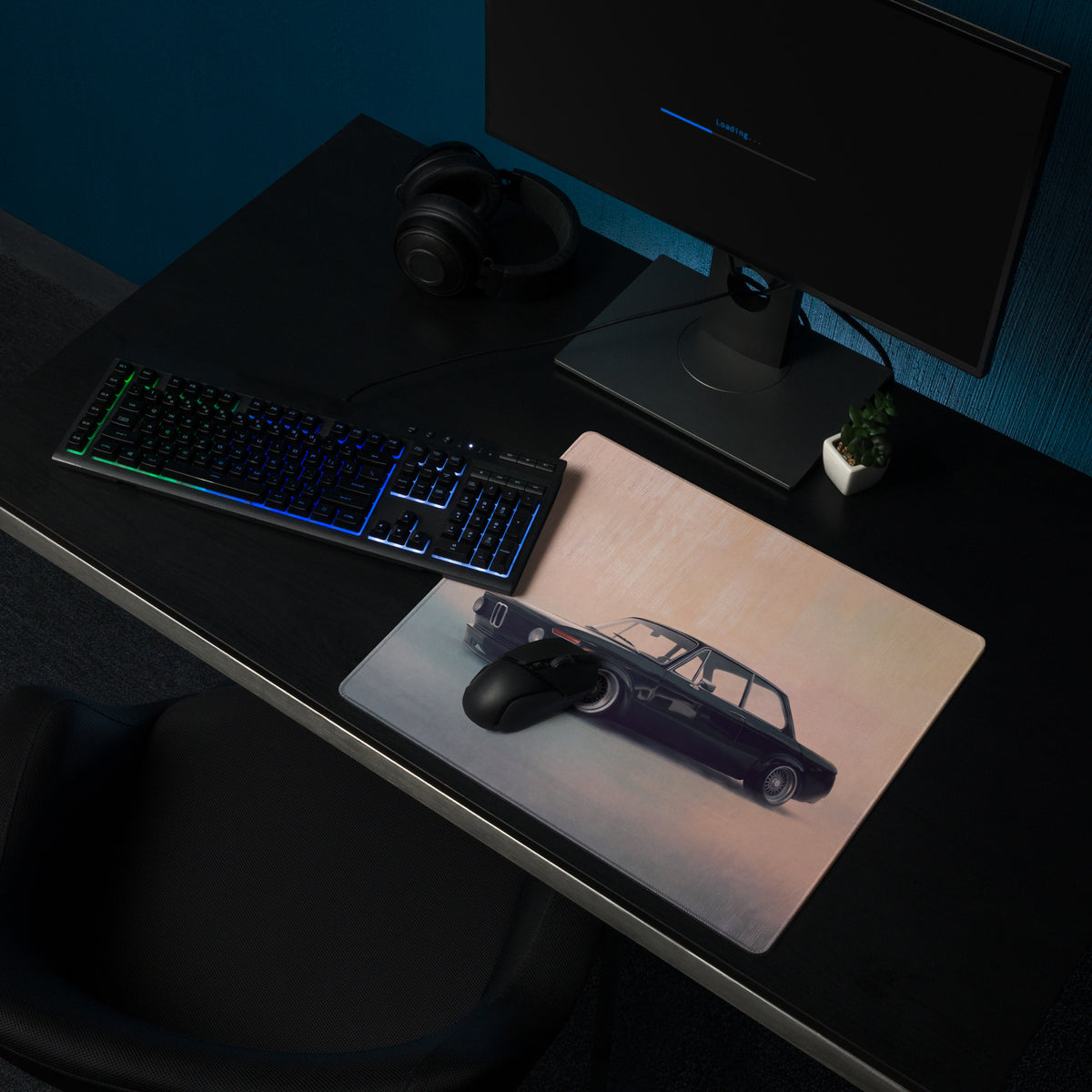 BMW 2002 Inspired Black Stance Desk Mat – High-Precision XL Gaming Mousepad
