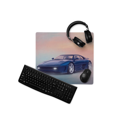 Ferrari F355 Inspired Blue Pop-Up Headlight Desk Pad – Ultra-Glide Stitched Edge Gaming Mouse Mat