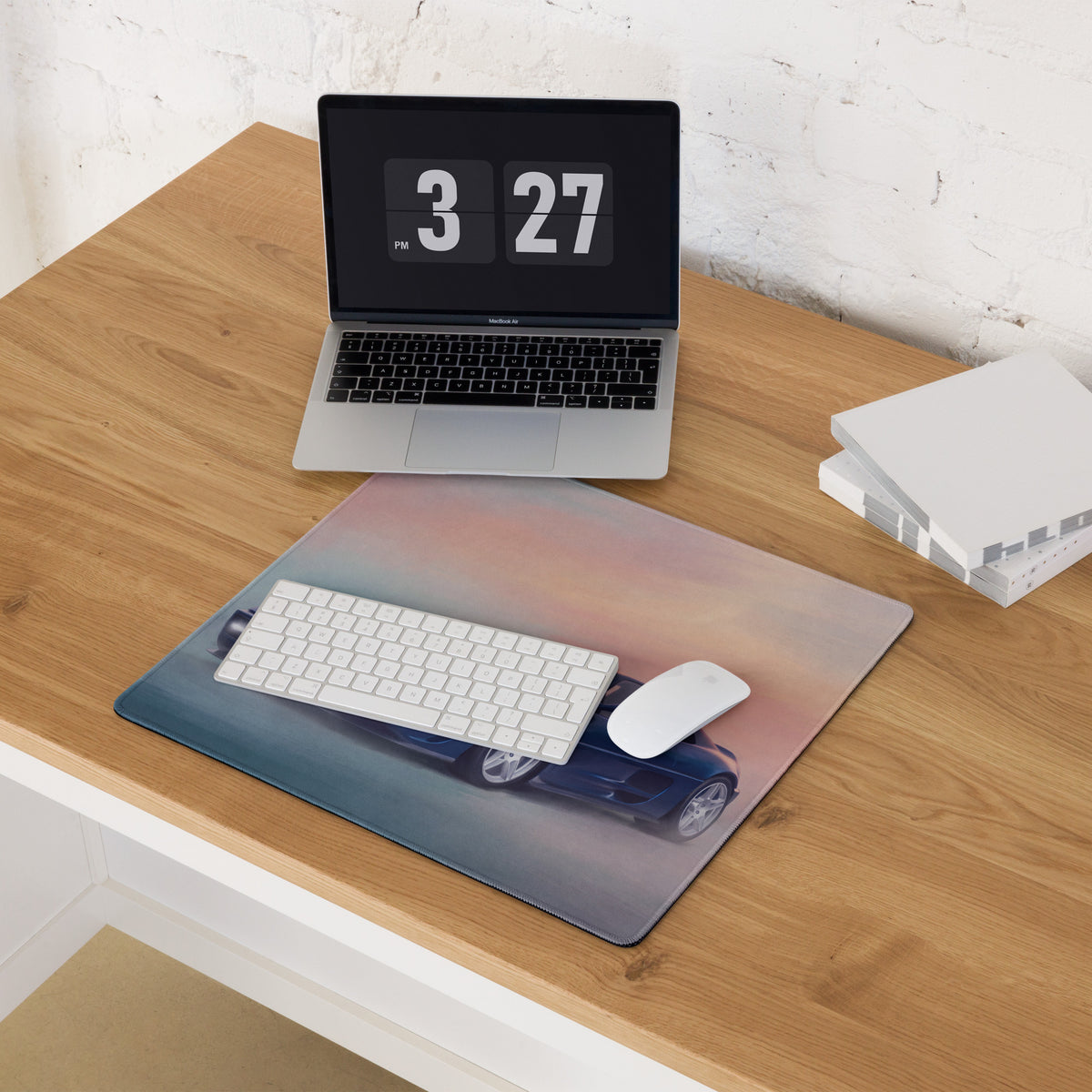 Ferrari F355 Inspired Blue Pop-Up Headlight Desk Pad – Ultra-Glide Stitched Edge Gaming Mouse Mat