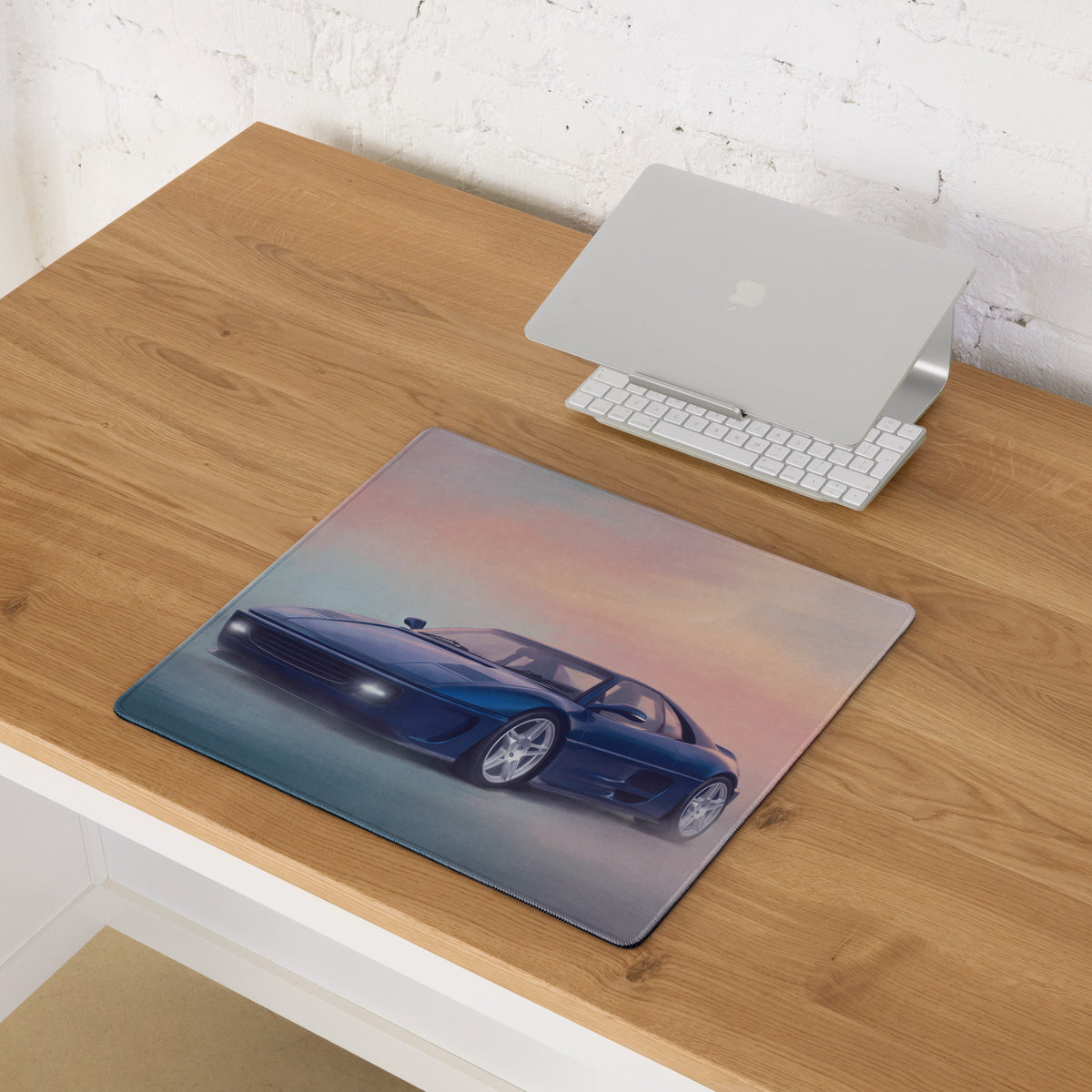 Ferrari F355 Inspired Blue Pop-Up Headlight Desk Pad – Ultra-Glide Stitched Edge Gaming Mouse Mat