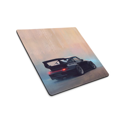 Porsche 911 Inspired Gloss Black 993 GT Wing Desk Pad – Ultra-Glide Stitched Edge Gaming Mouse Mat