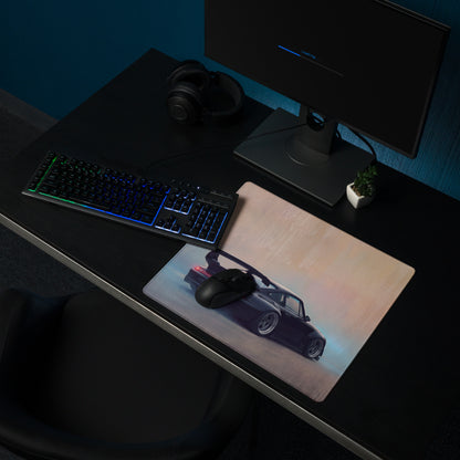 Porsche 911 Inspired Gloss Black 993 GT Wing Desk Pad – Ultra-Glide Stitched Edge Gaming Mouse Mat