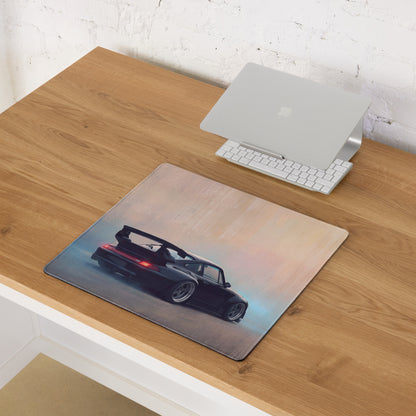 Porsche 911 Inspired Gloss Black 993 GT Wing Desk Pad – Ultra-Glide Stitched Edge Gaming Mouse Mat