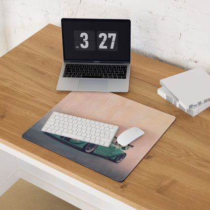 Porsche 911 Inspired Mint Green Widebody GT Wing Desk Mat – Low-Friction Cloth Setup Mousepad