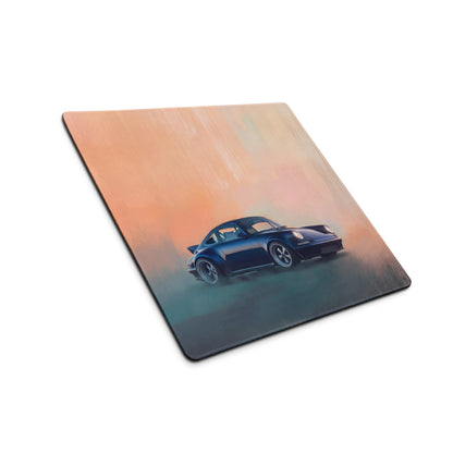 Porsche 911 Inspired Metallic Blue Restomod Desk Pad – Extended Non-Slip PC Mouse Mat
