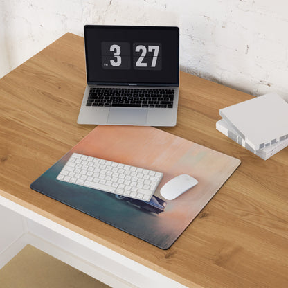 Porsche 911 Inspired Metallic Blue Restomod Desk Pad – Extended Non-Slip PC Mouse Mat