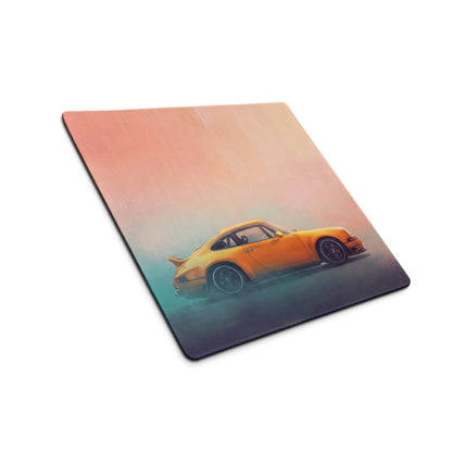 Porsche 911 Inspired Yellow Restomod Profile Desk Pad – Extended Non-Slip PC Mouse Mat