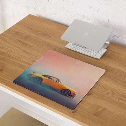 Porsche 911 Inspired Yellow Restomod Profile Desk Pad – Extended Non-Slip PC Mouse Mat