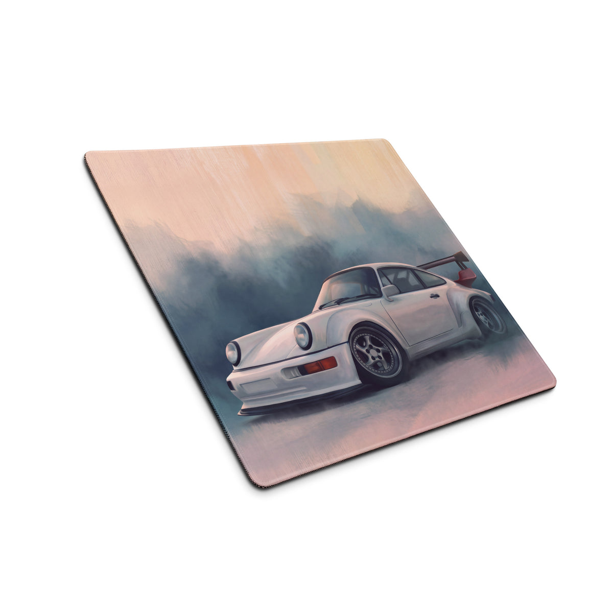 Porsche 911 Inspired White Widebody GT Wing Desk Mat – High-Precision XL Gaming Mousepad