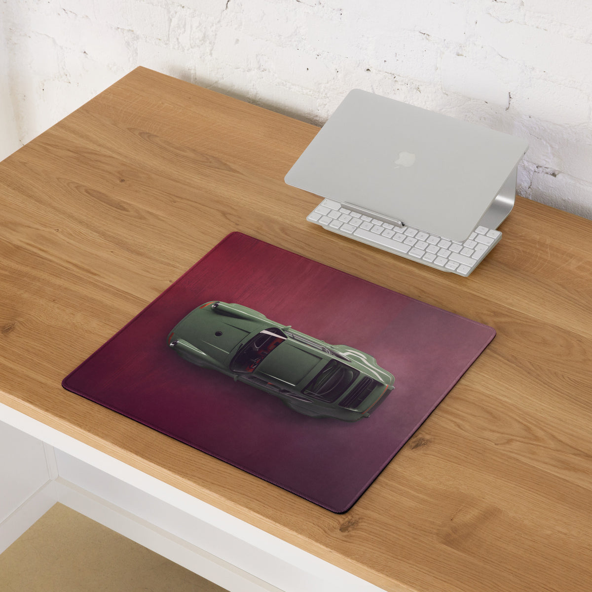 Porsche 911 Inspired Olive Green Restomod Top-Down Desk Pad – Ultra-Glide Stitched Edge Gaming Mouse Mat