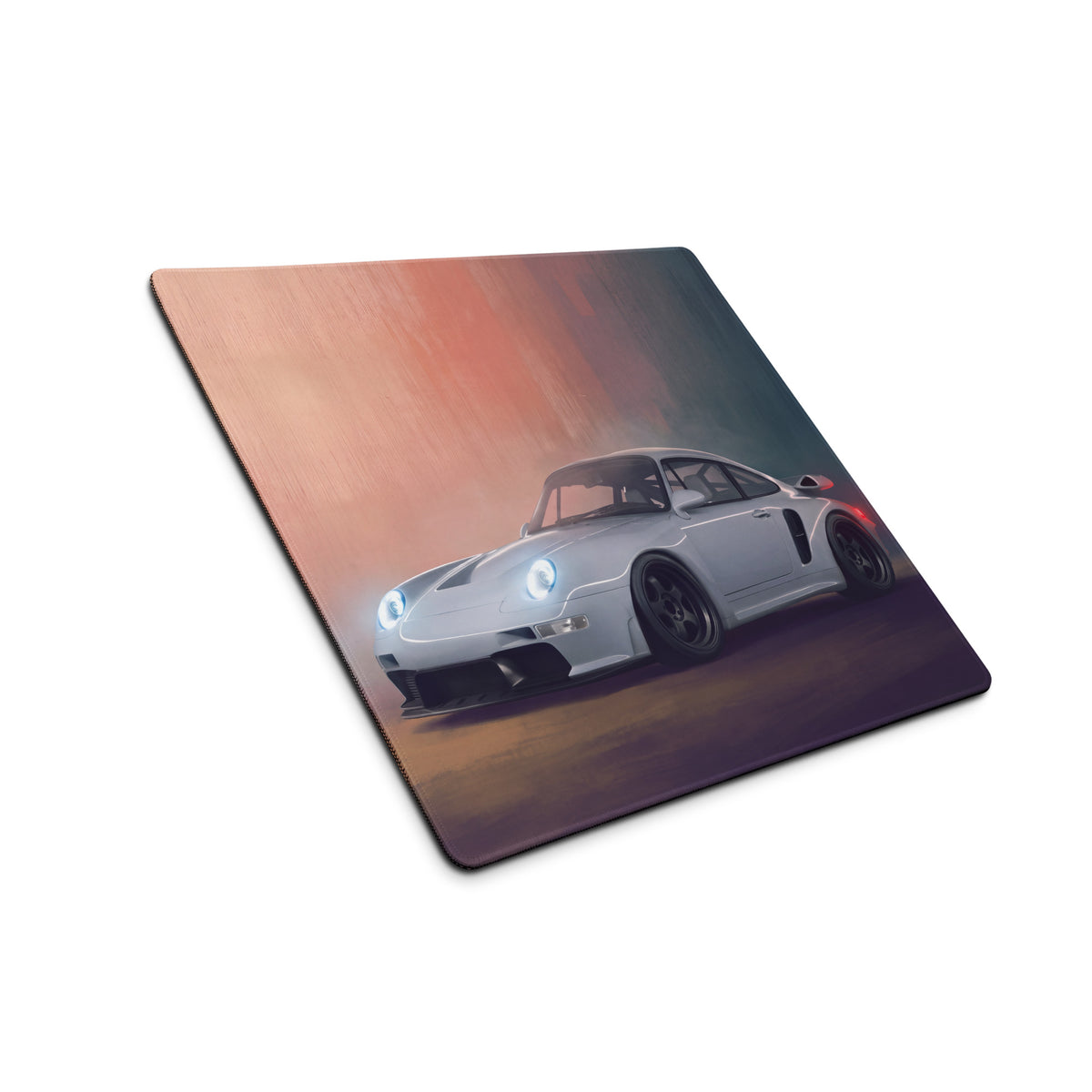 Porsche 911 Inspired Silver Widebody GT Wing Desk Pad – Extended Non-Slip PC Mouse Mat