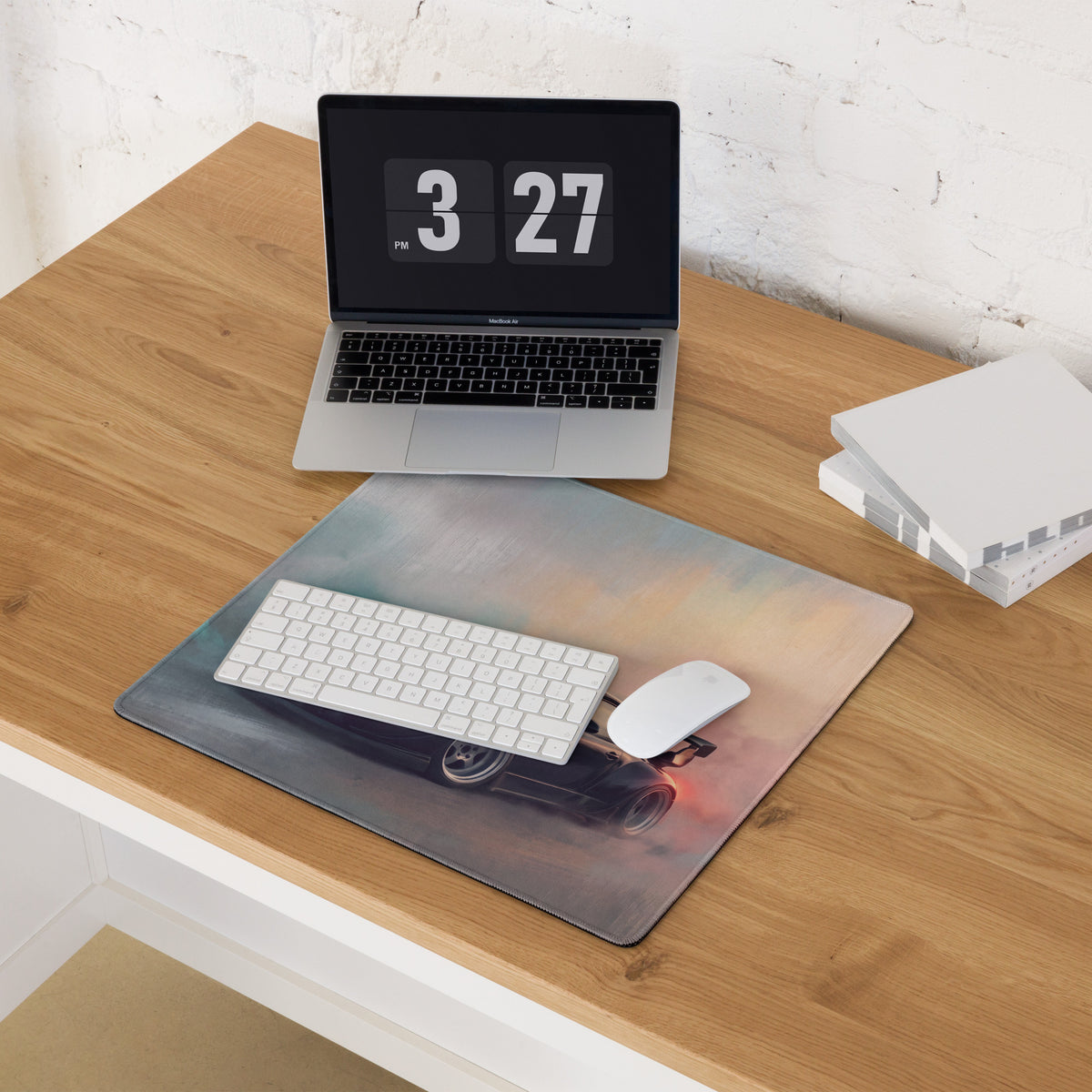 Porsche 911 Inspired Gloss Black Widebody GT Wing Desk Pad – Ultra-Glide Stitched Edge Gaming Mouse Mat