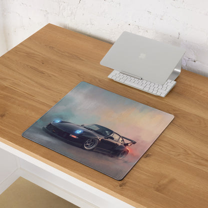 Porsche 911 Inspired Gloss Black Widebody GT Wing Desk Pad – Ultra-Glide Stitched Edge Gaming Mouse Mat
