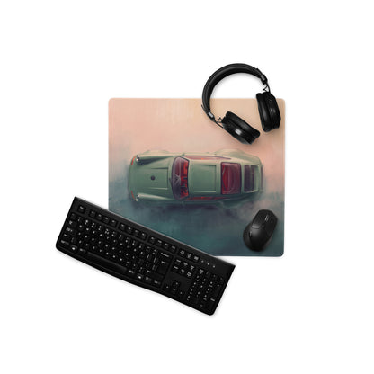 Porsche 911 Inspired Olive Green Restomod Top-Down Desk Mat – Low-Friction Cloth Setup Mousepad