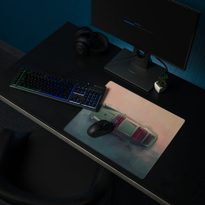 Porsche 911 Inspired Olive Green Restomod Top-Down Desk Mat – Low-Friction Cloth Setup Mousepad