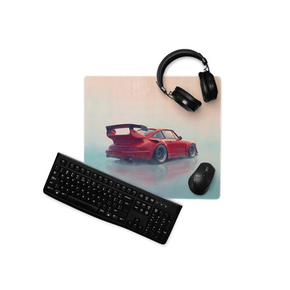 Porsche 911 Inspired Guardsman Red Widebody GT Wing Desk Pad – Extended Non-Slip PC Mouse Mat