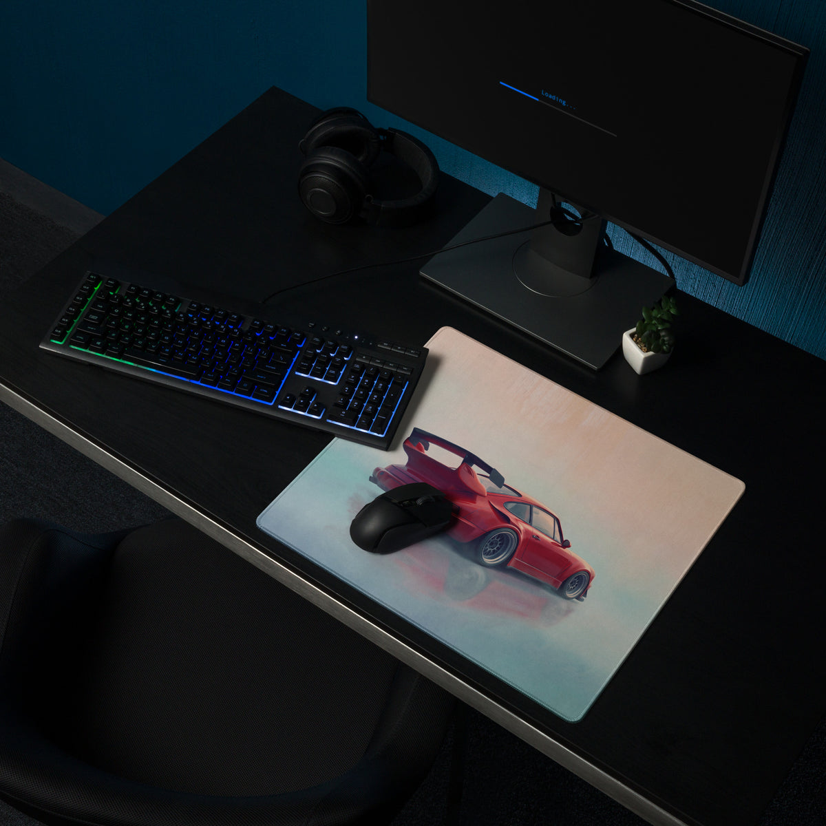 Porsche 911 Inspired Guardsman Red Widebody GT Wing Desk Pad – Extended Non-Slip PC Mouse Mat