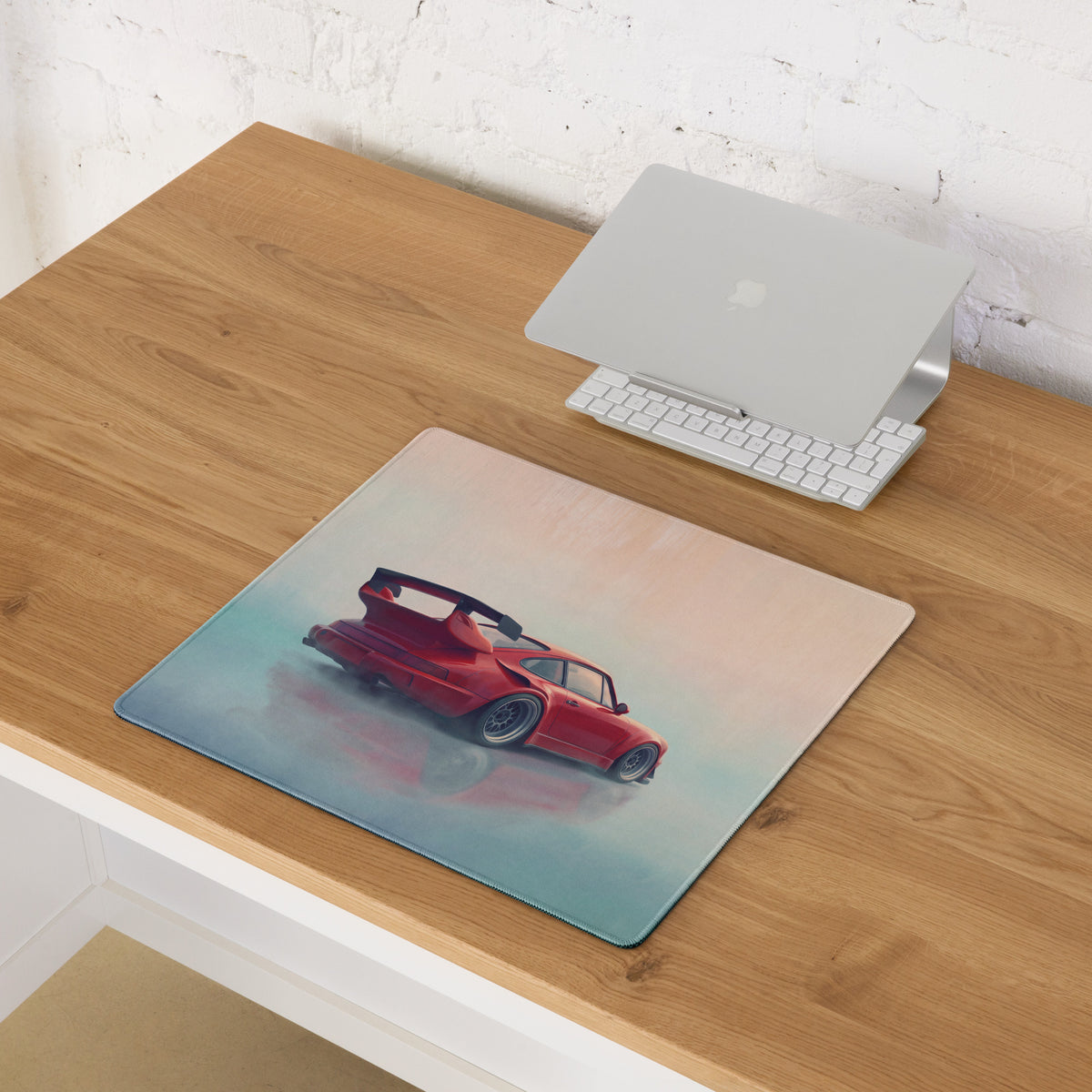 Porsche 911 Inspired Guardsman Red Widebody GT Wing Desk Pad – Extended Non-Slip PC Mouse Mat